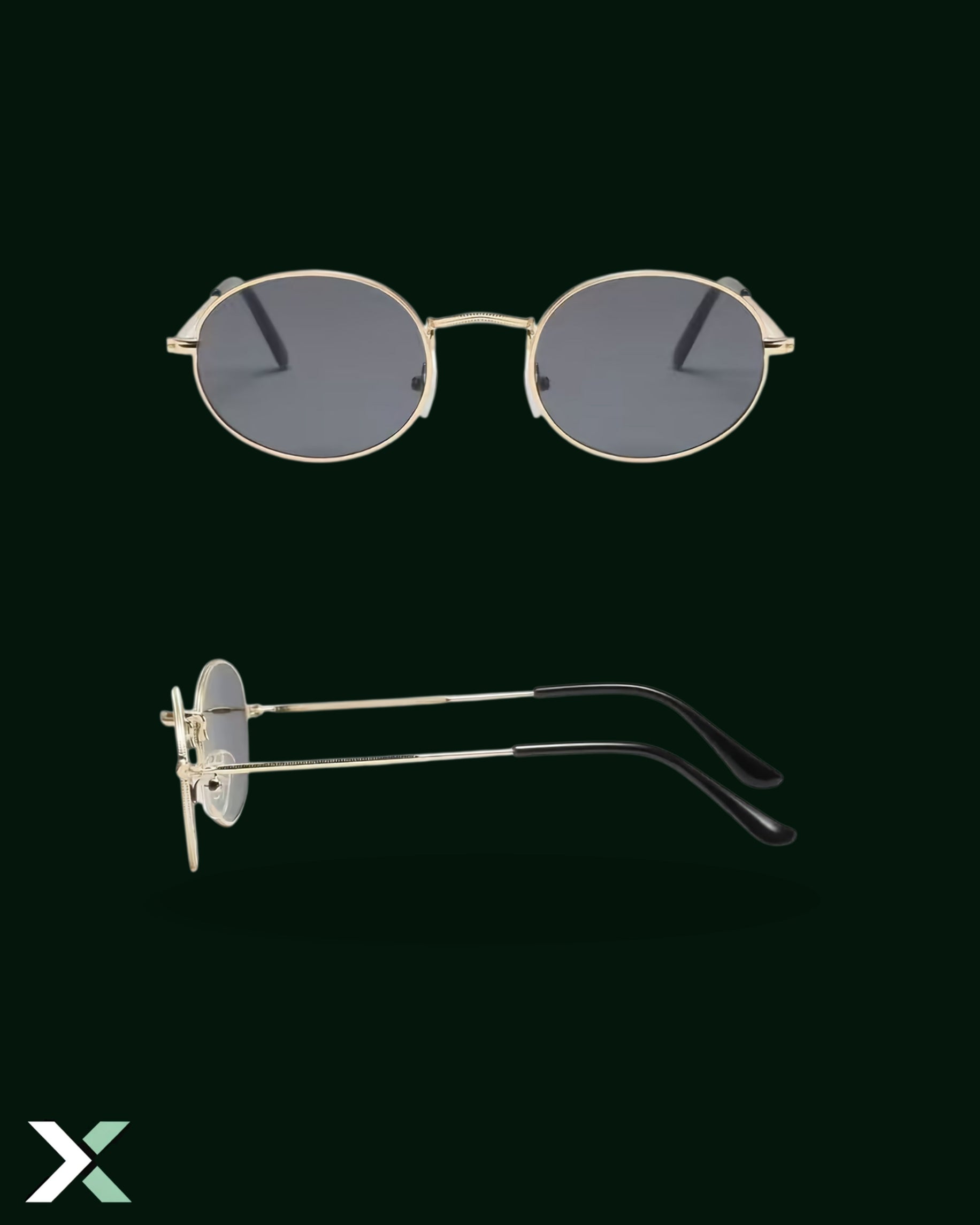 Xcess Gold Round Sunglasses