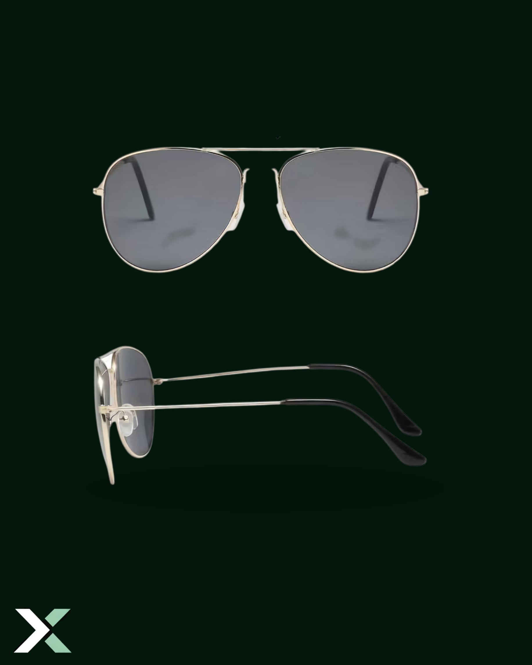Xcess Gold Aviator Sunglasses