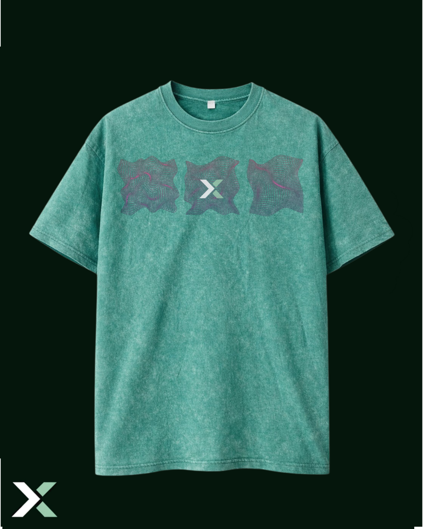 Oversized Graphic Tee "Waveform" Front Print