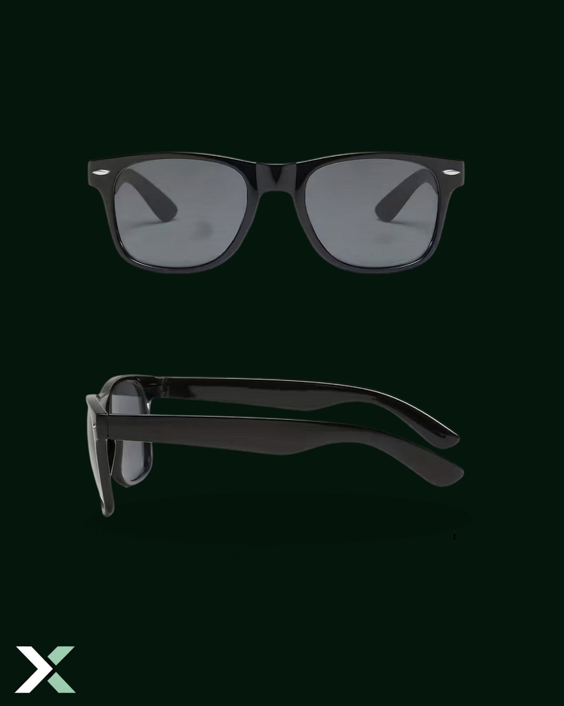Xcess Black Wayfarer-Style Sunglasses